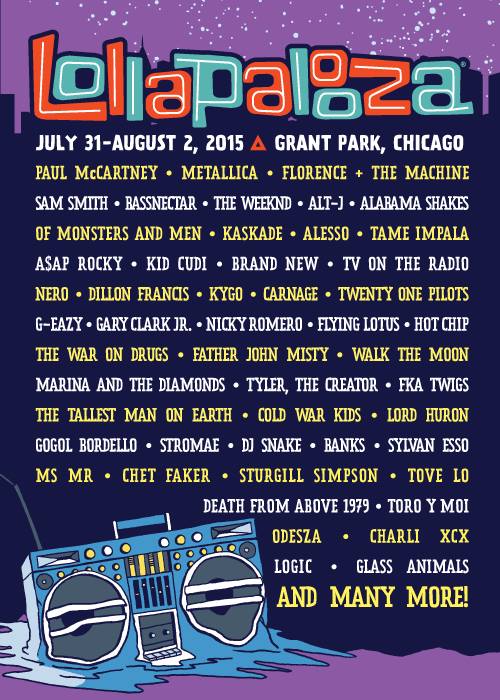 lollapalooza chciago 2015 lineup