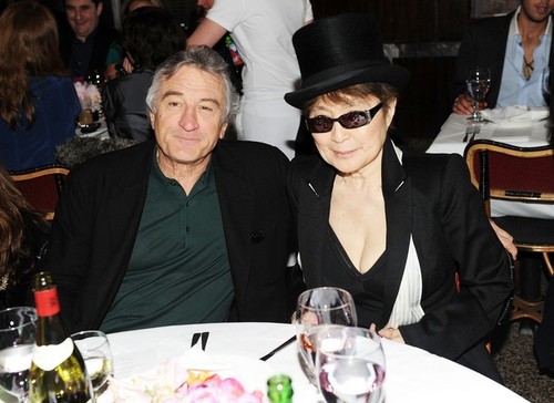 NEW YORK - APRIL 28: Tribeca Film Festival co-founder, Robert De Niro (L) and artist Yoko Ono attend the CHANEL Tribeca Film Festival Dinner in support of the Tribeca Film Festival Artists Awards Program at Odeon on April 28, 2010 in New York City. (Photo by Andrew H. Walker/Getty Images for CHANEL)