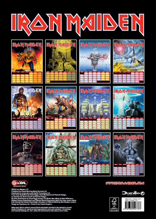Iron Maiden presenta su calendario oficial 2016 — Futuro Chile