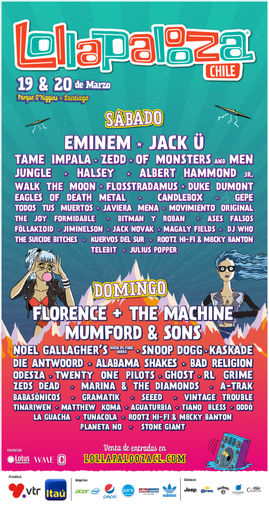 lollapalooza chile 2016 lineup por dia full