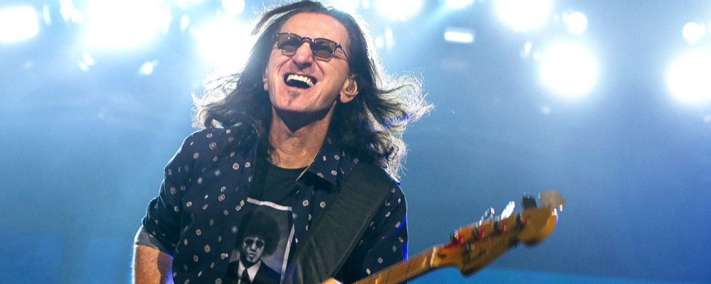 AMSTERDAM, NETHERLANDS - 2nd JUNE: Bass guitarist Geddy Lee from Canadian group Rush performs live on stage at the Ziggodome in Amsterdam, Netherlands on 2nd June 2013 during the group's Clockwork Angels tour. (Photo by Paul Bergen/Redferns)