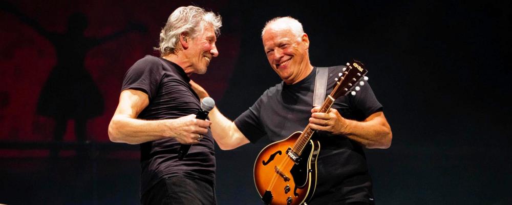 This handout photo dated Thursday May 12, 2011 released by LD Communications shows Britain's Pink Floyd musicians Roger Waters, left, and David Gilmour who teamed up for a rare appearance together to restage their classic album The Wall at the O2 Arena, London. (AP Photo/Sean Evans, LD Communications) EDITORIAL USE ONLY NO ARCHIVE NO SALES