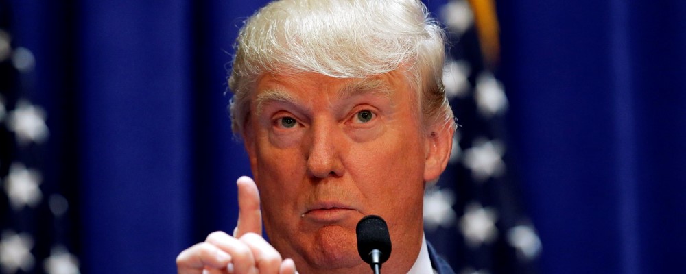 U.S. Republican presidential candidate, real estate mogul and TV personality Donald Trump makes a point as he formally announces his campaign for the 2016 Republican presidential nomination during an event at Trump Tower in New York June 16, 2015.  REUTERS/Brendan McDermid  - RTX1GRB9