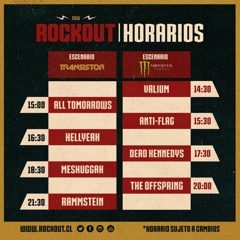 rockout 2016 horarios