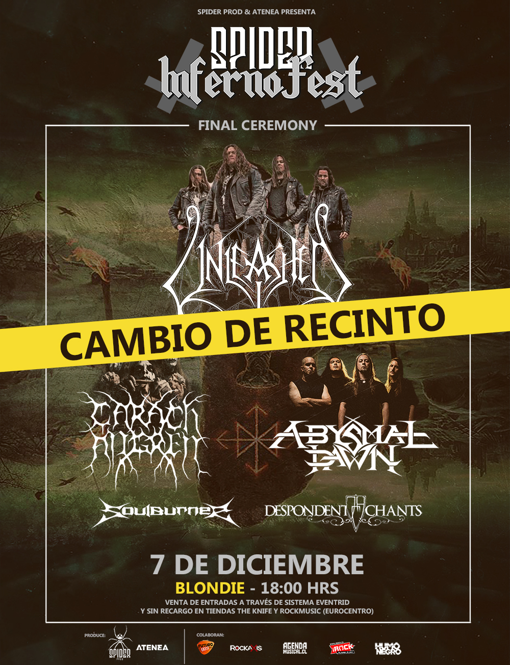Spider Inferno Fest encabezado por Unleashed cambia de recinto en