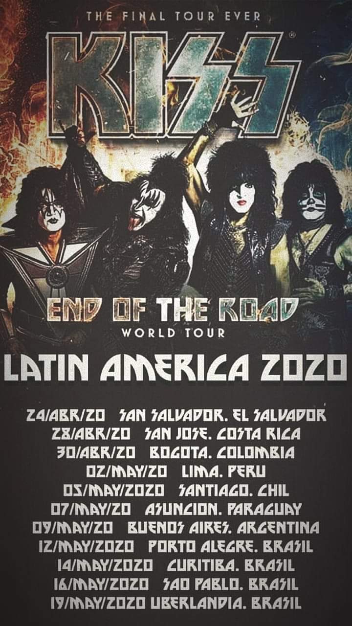 Kiss revela la fechas de sus conciertos en Latinoamérica y en nuestro