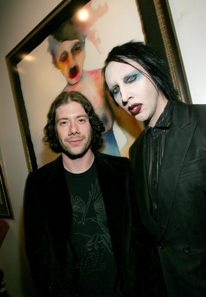 Wes Borland and Marilyn Manson during Marilyn Manson Opens Art Gallery on Halloween in Los Angeles, California, United States. (Photo by John Shearer/WireImage)
