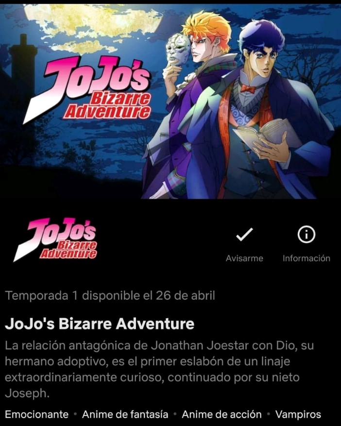 Netflix anuncia nueva fecha de estreno para Jojo's Bizarre Adventure