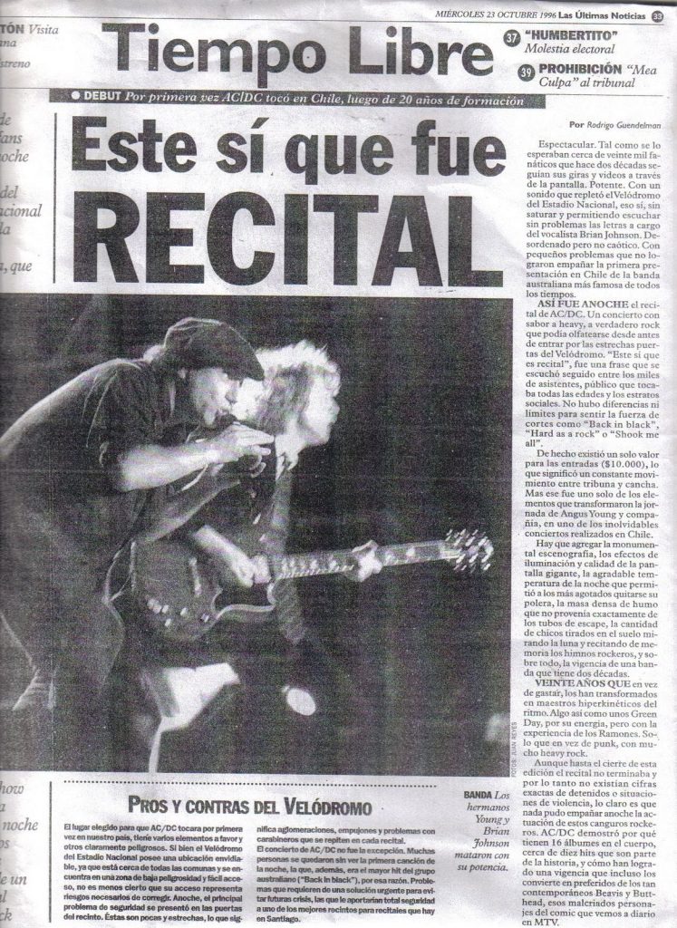 AC/DC en Chile: a 26 años de su único show en nuestro país — Futuro Chile