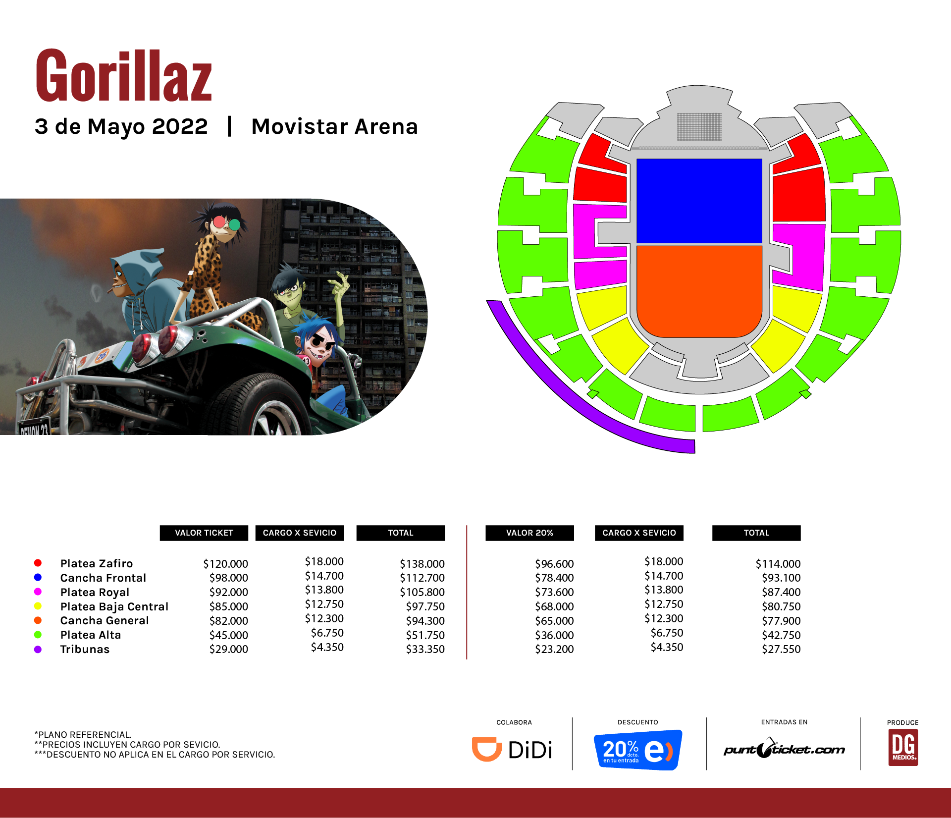 Gorillaz Chile 2022 Precios