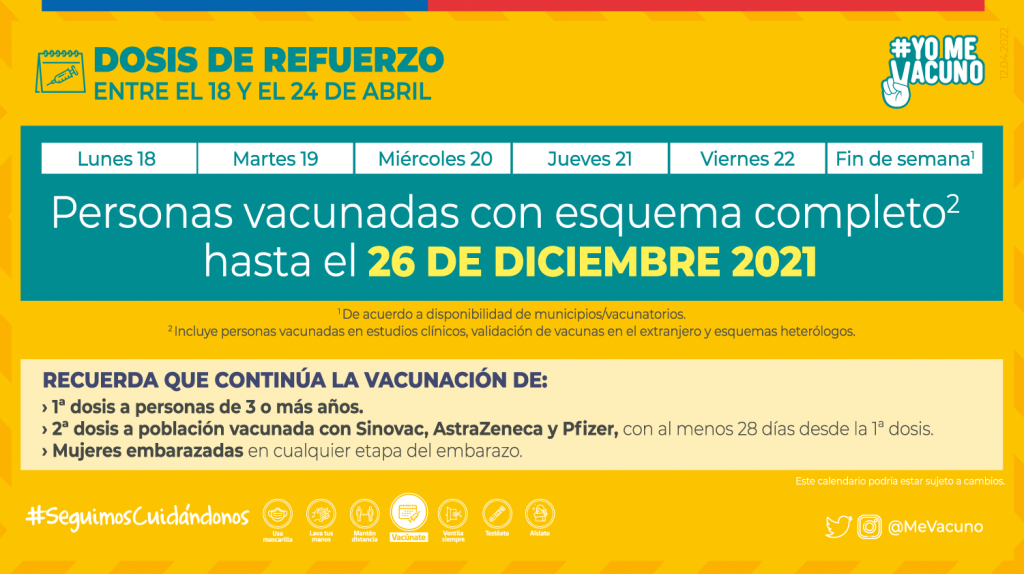 Calendario Vacunacion 18 Abril Refuerzo