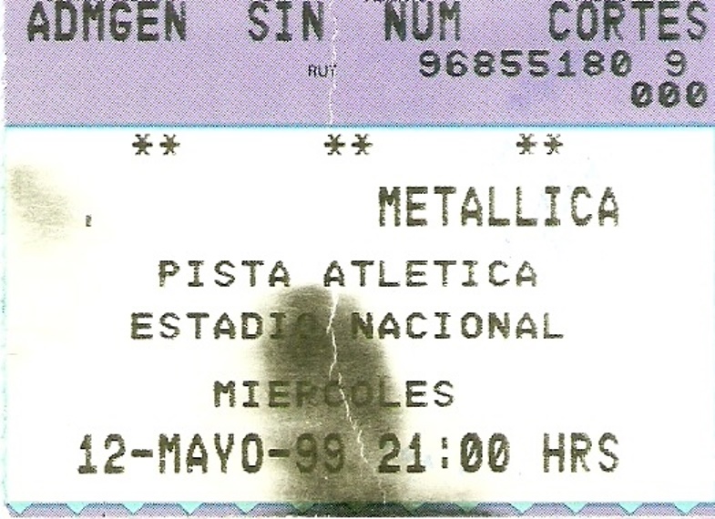Metallica Chile 1999 Entrada