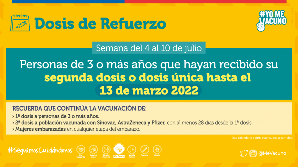 Calendario Vacunacion 04 Julio Refuerzo