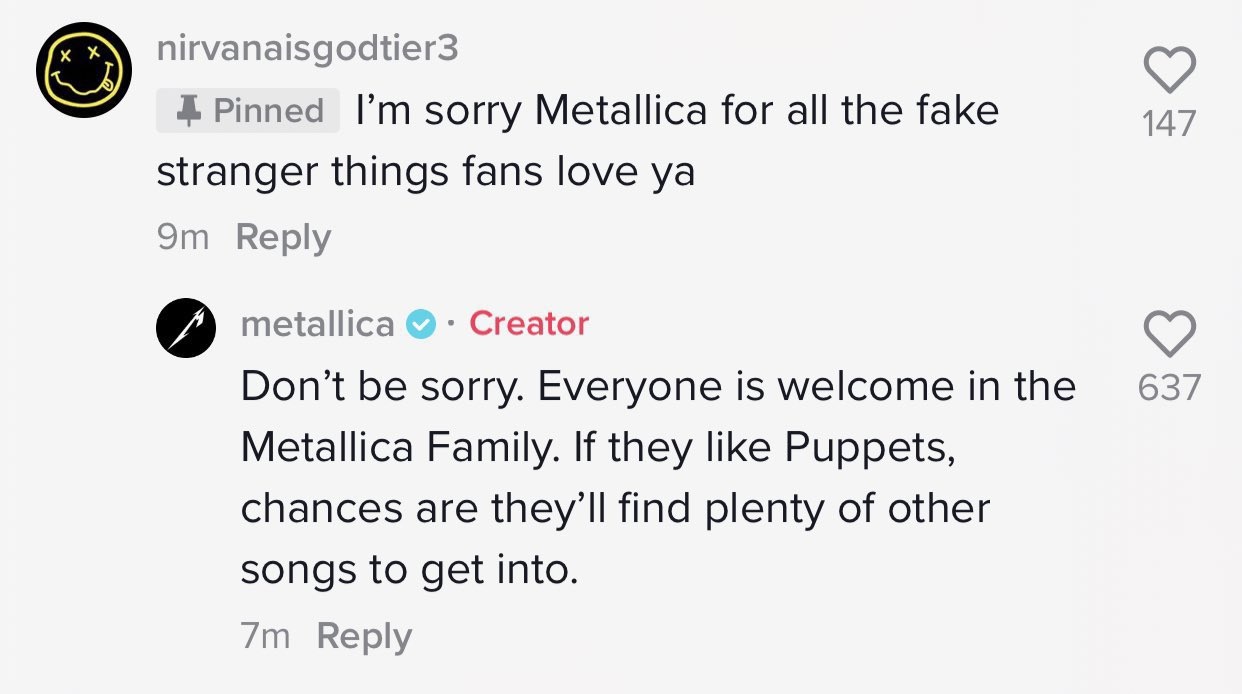 Metallica Respuesta Stranger Things