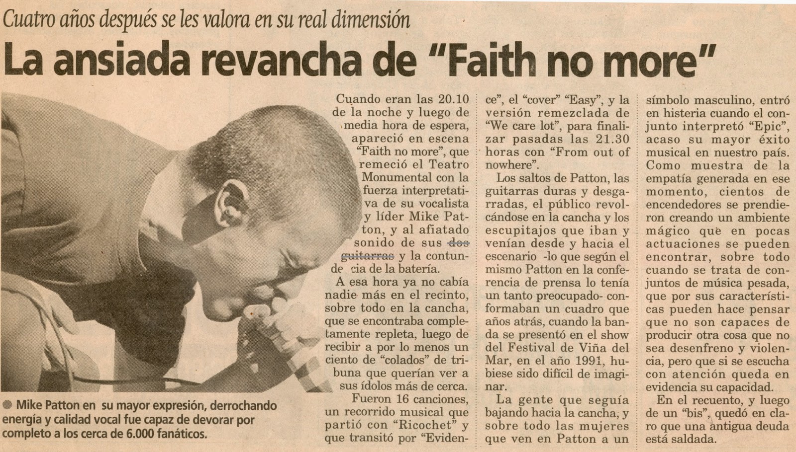 Monsters Of Rock 1995 Faith No More Diario