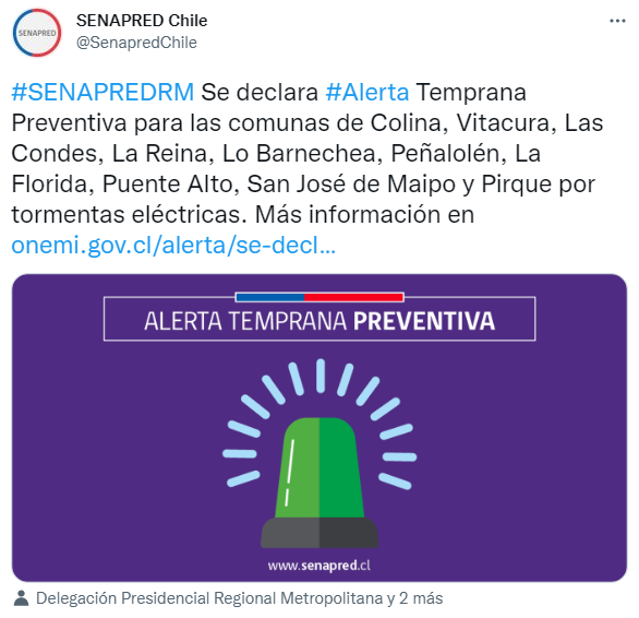 tormentas eléctricas en Santiago