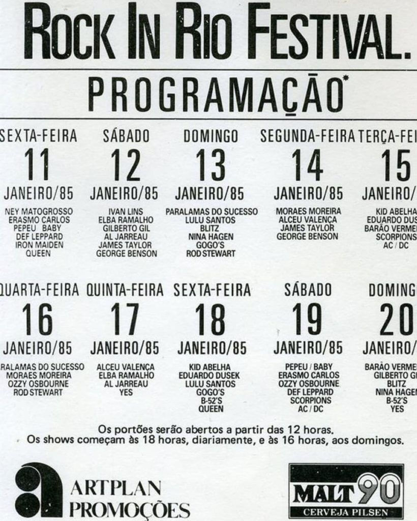 Rock In Rio 1985 Cartel