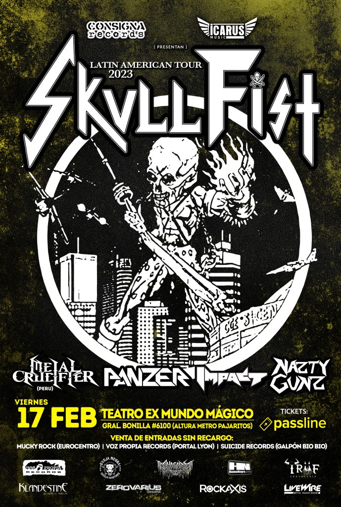 Flyer SKULLFIST En Chile 