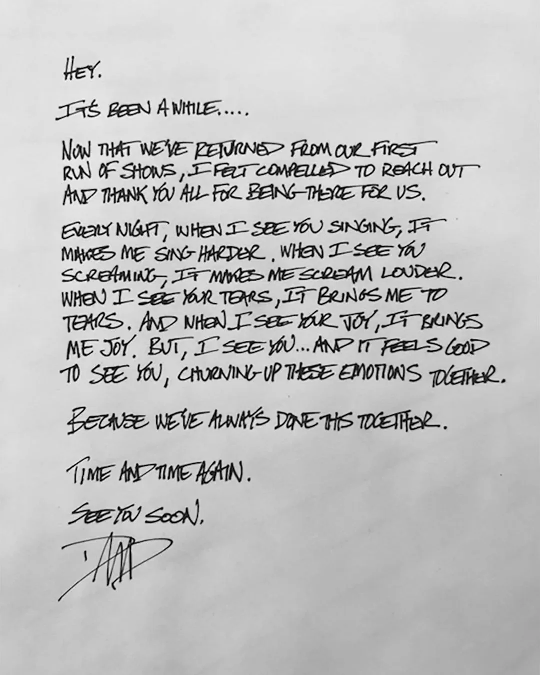 Carta Dave Grohl Foo Fighters