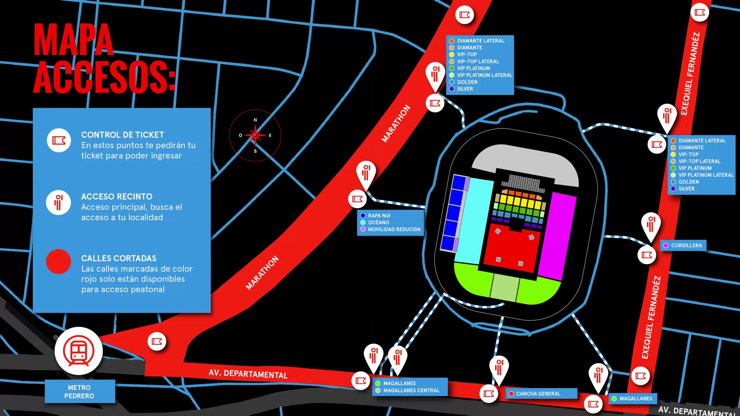 Roger Waters 2023 Mapa Accesos