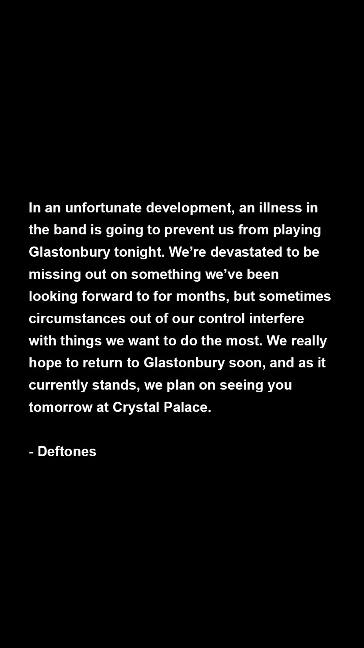 Deftones vía historias de Instagram