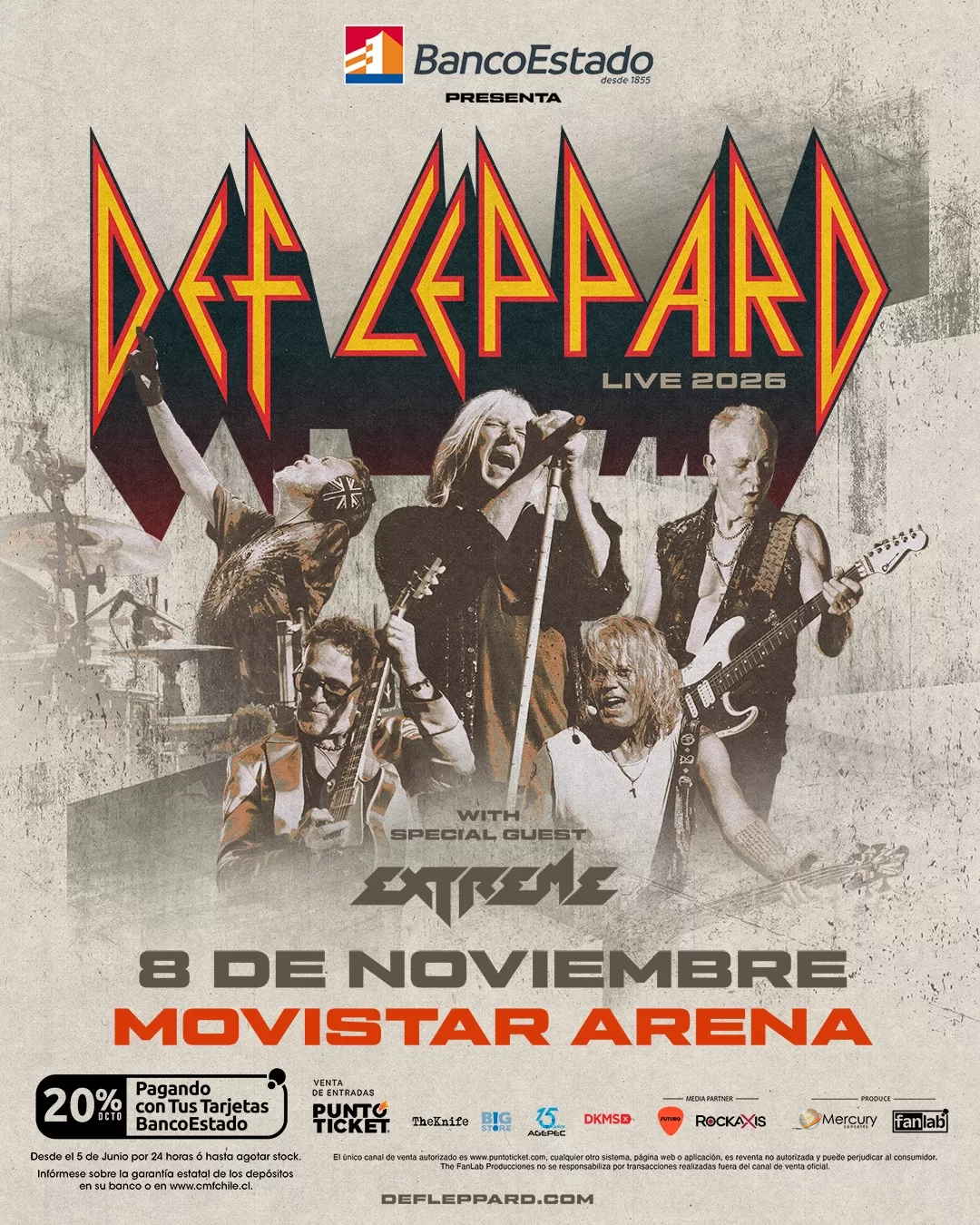Def Leppard Chile 2026 Afiche