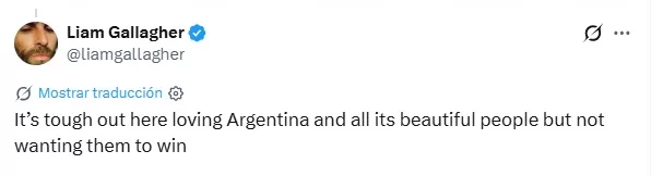 Liam Gallagher Argentina Inglaterra Tw